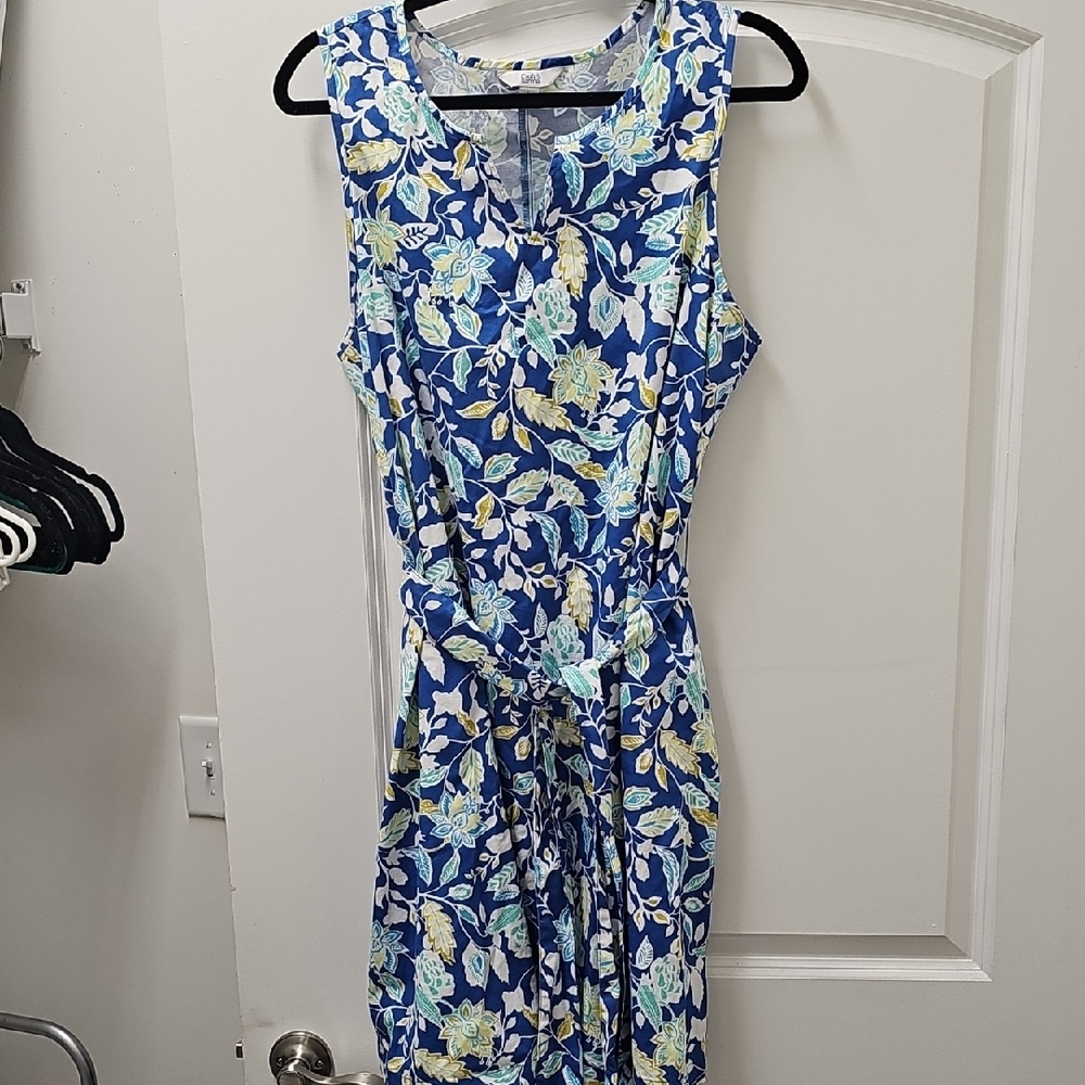 Croft & Barrow Blue and White V-Neck Midi Sundress